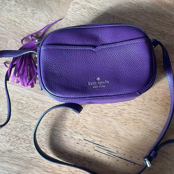 Kate Spade Baja Rose Purple Leather & Suede Camera Crossbody Bag - Picture 6 of 10